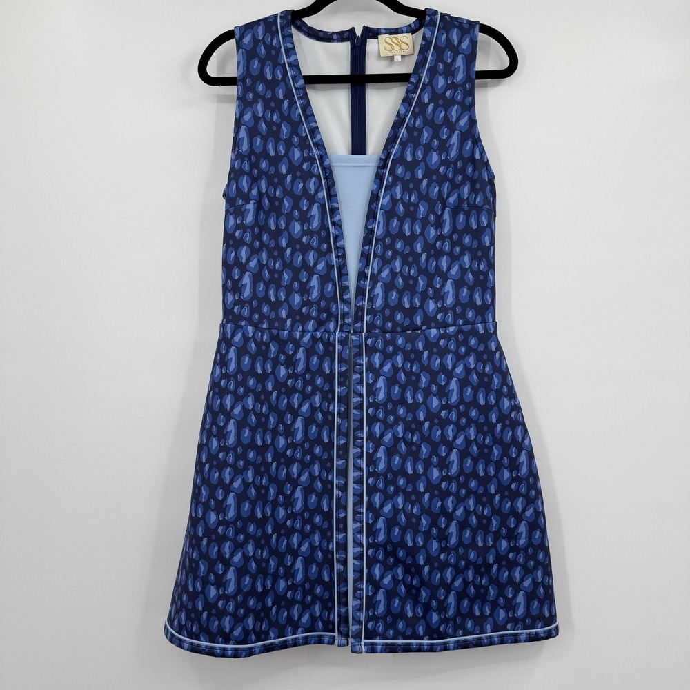 SSyS The Label Romper Dress Womens Large Blue Animal Print Tropical Vacation